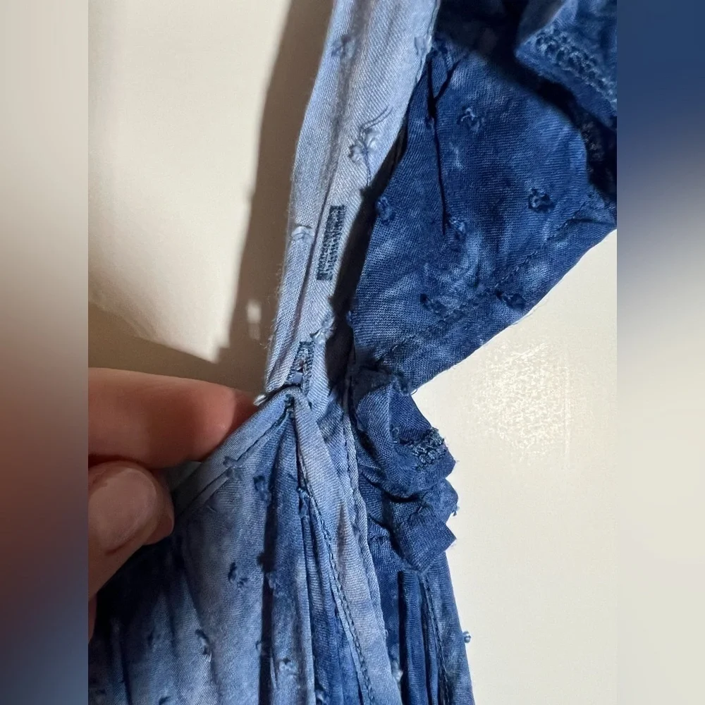 NWT BB Dakota blue tie-dye ruffle tiered maxi dress sz S fairy boho hippie - Picture 5 of 12